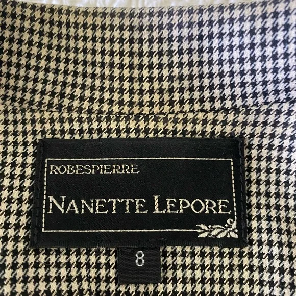 Nanette Lepore Robespierre Vintage cream-black houndstooth jacket.  Made in USA - Picture 5 of 7